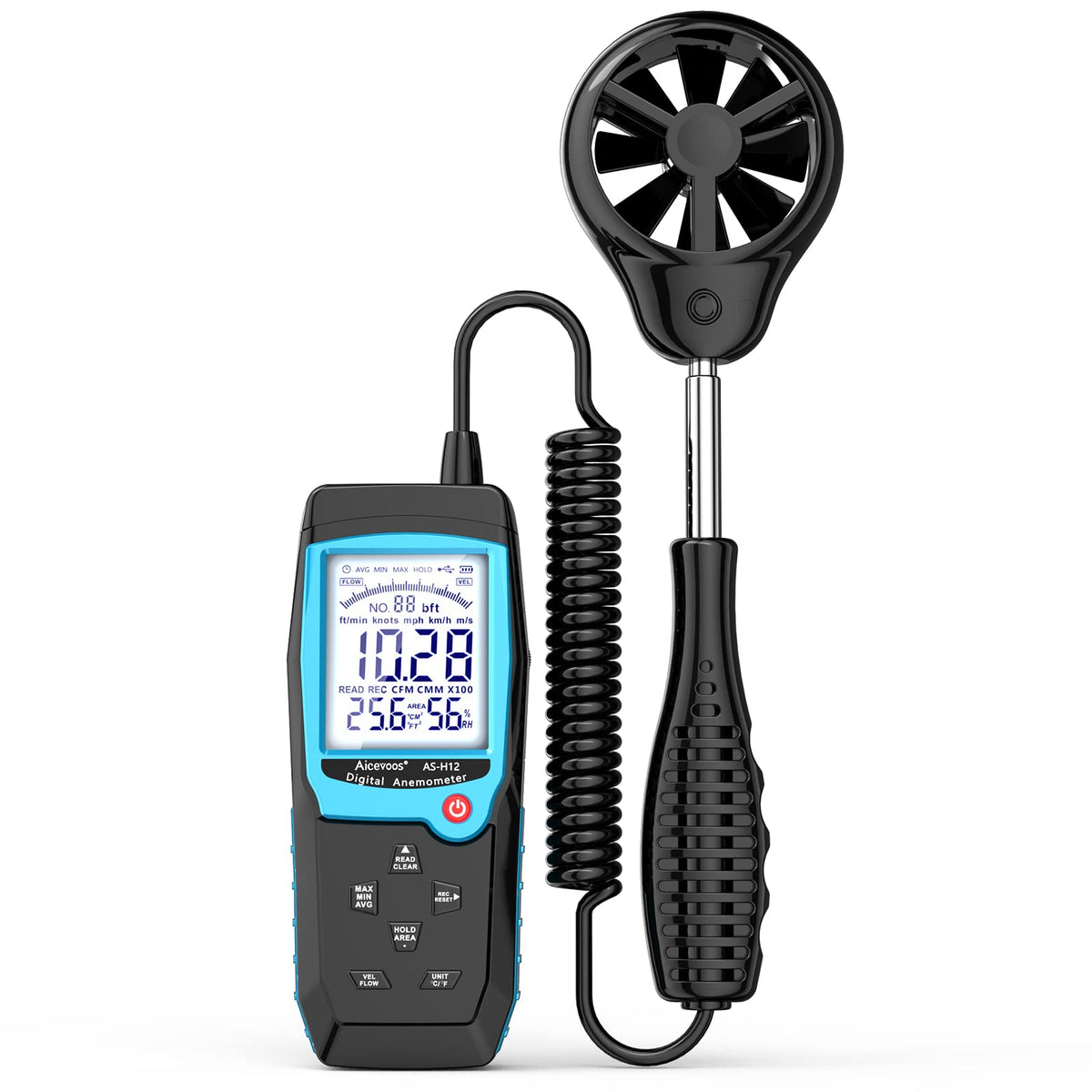 Aicevoos H12 front display showing wind speed and large backlit screen for easy reading