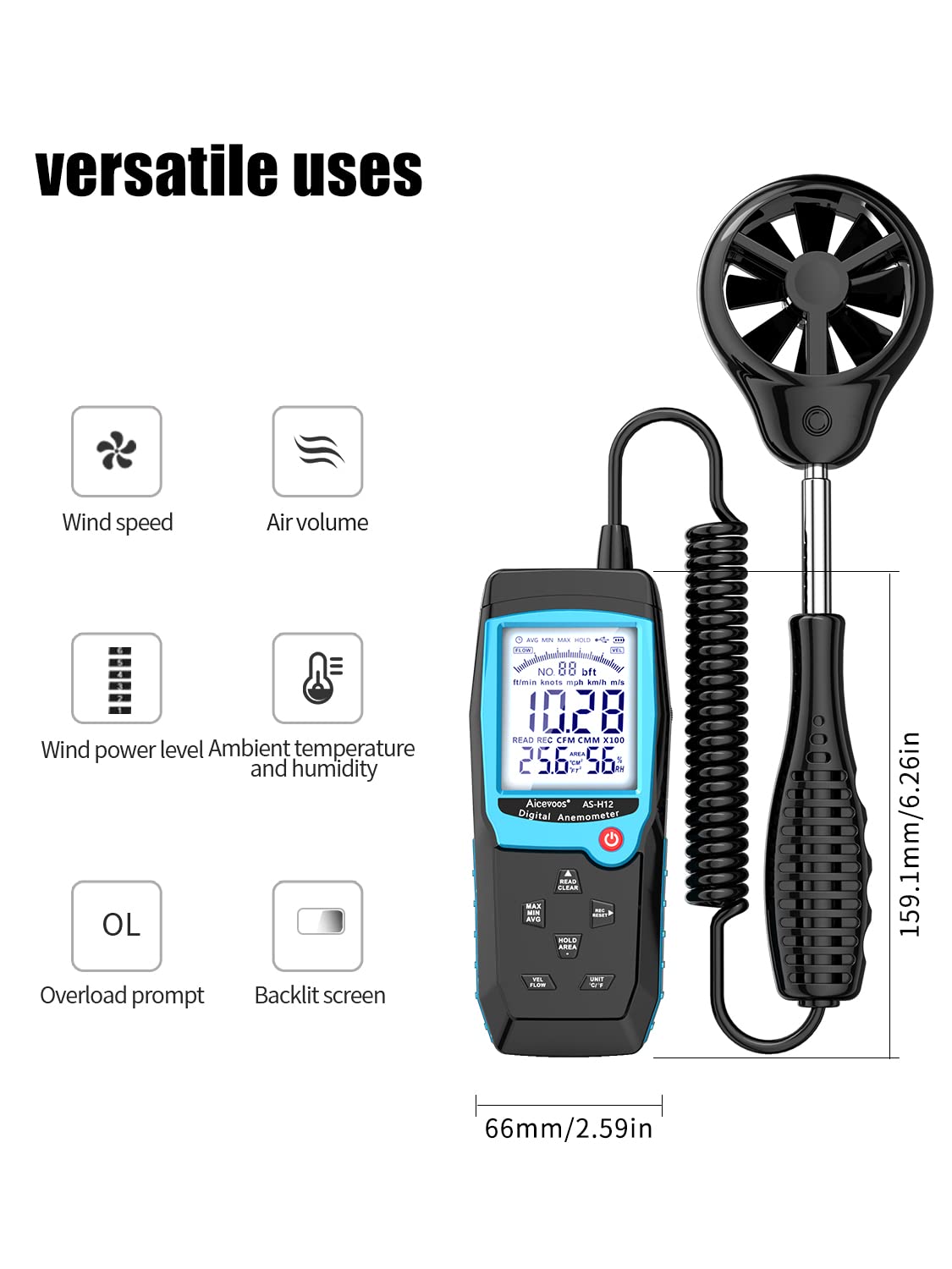 Aicevoos H12 used outdoors on a boat deck showing practical wind-check capability