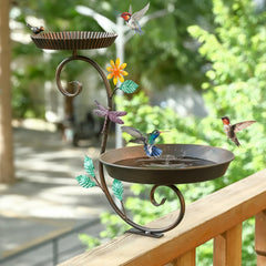Aifeorzo front view showing full bird bath and feeder, inviting birds close