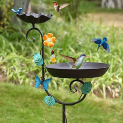 Aifeorzo front view of butterfly bird bath showing decorative finish and benefit