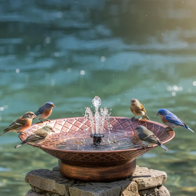 Aifeorzo front view of bird bath showcasing stable base and welcoming water