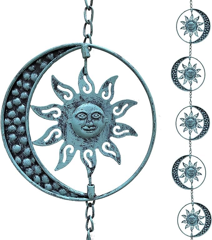 Aifeorzo front view showing full 8.5 ft rain chain and decorative function