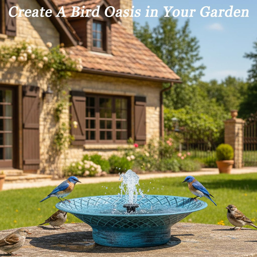 Aifeorzo garden lifestyle setting displaying attractive water feature that draws birds