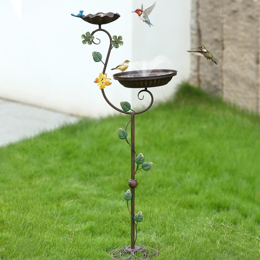 Aifeorzo placed among garden plants in a yard scene showing habitat integration and benefit: attracts wildlife