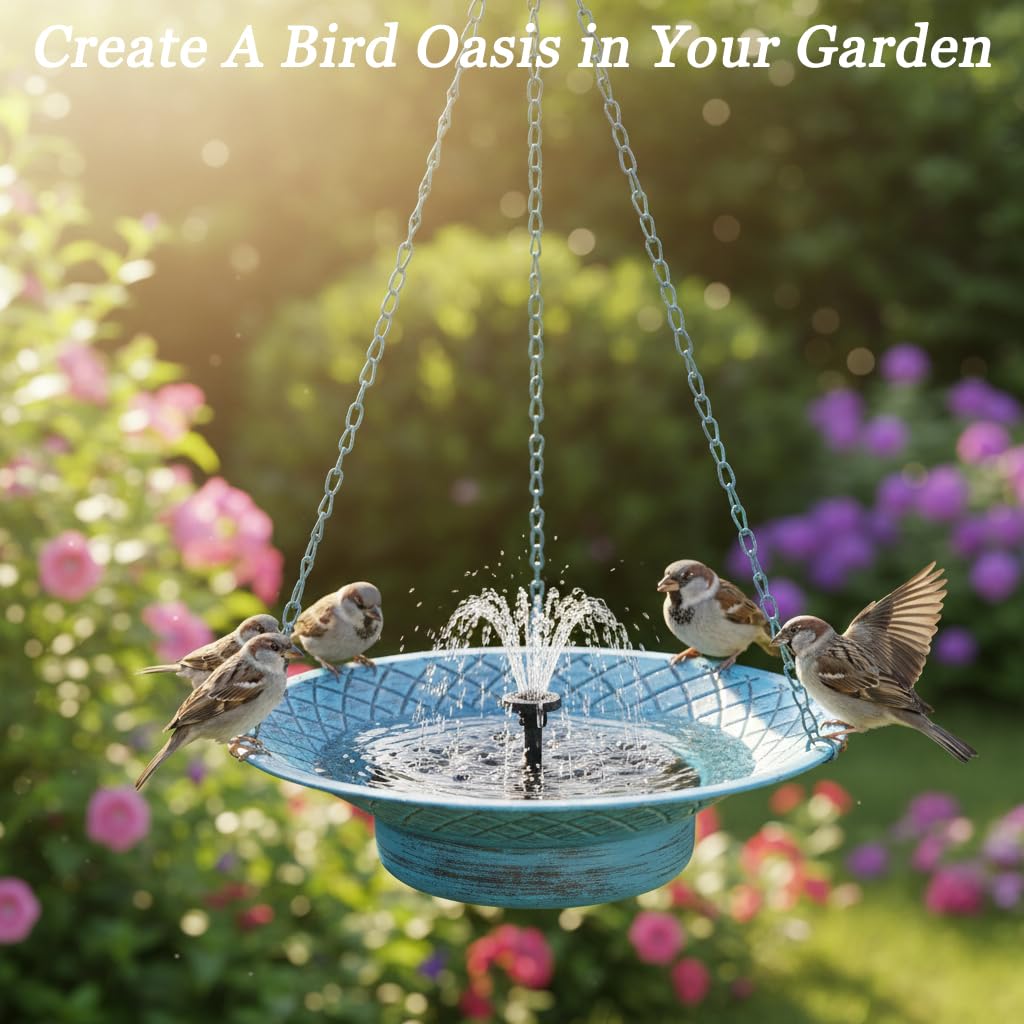 Aifeorzo lifestyle garden hanging scene with birds and plants enhancing outdoor ambiance
