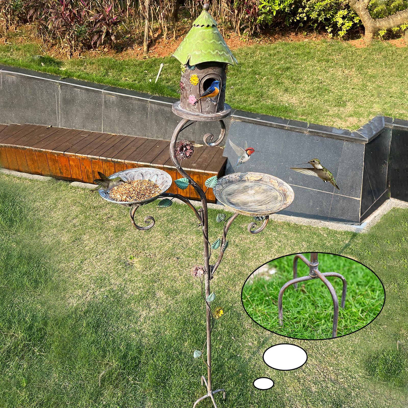 Aifeorzo bird station in garden setting attracting birds and enhancing curb appeal