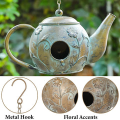 Aifeorzo teapot birdhouse entry hole closeup protecting small birds and access