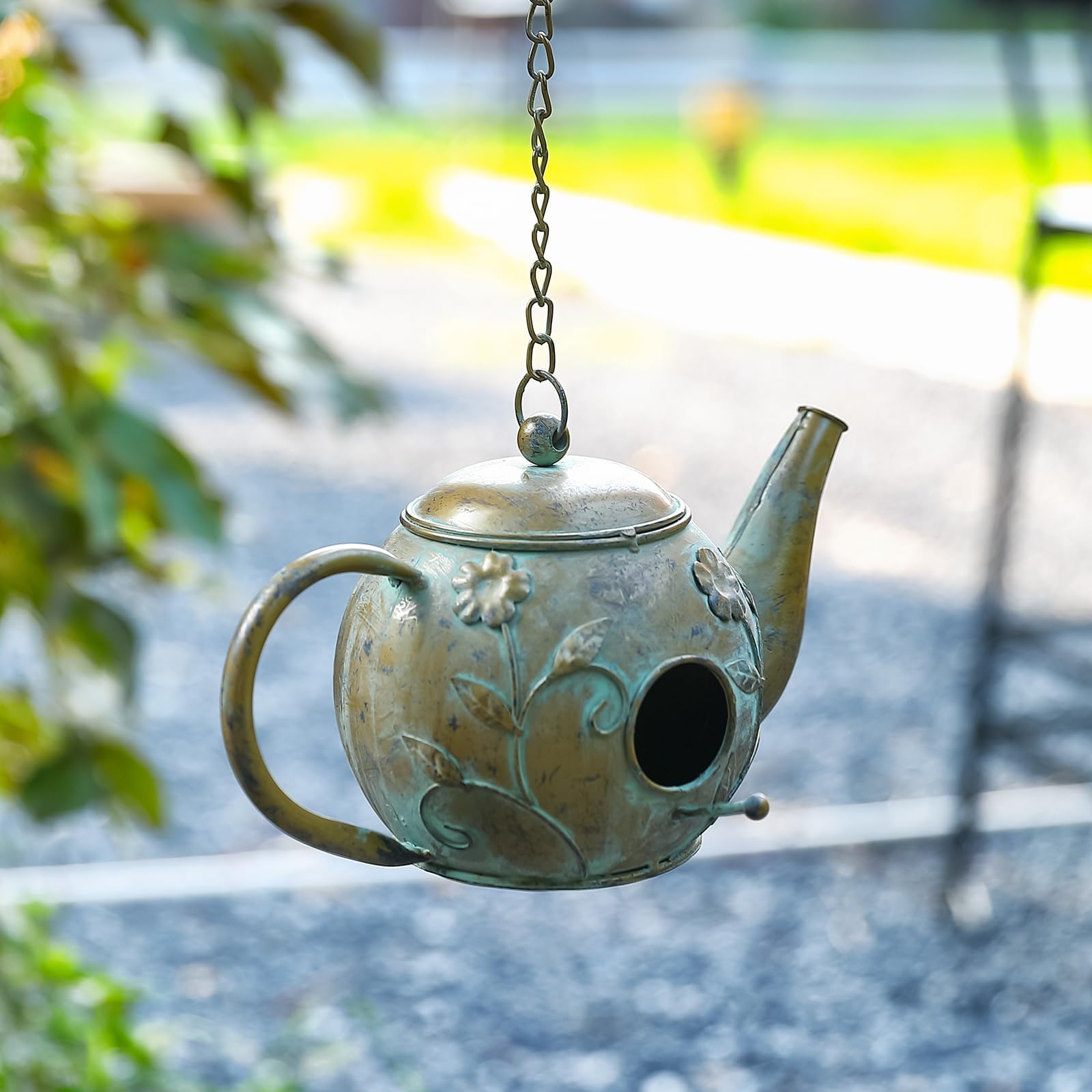 Aifeorzo teapot birdhouse floral accent detail adding aesthetic charm outdoors