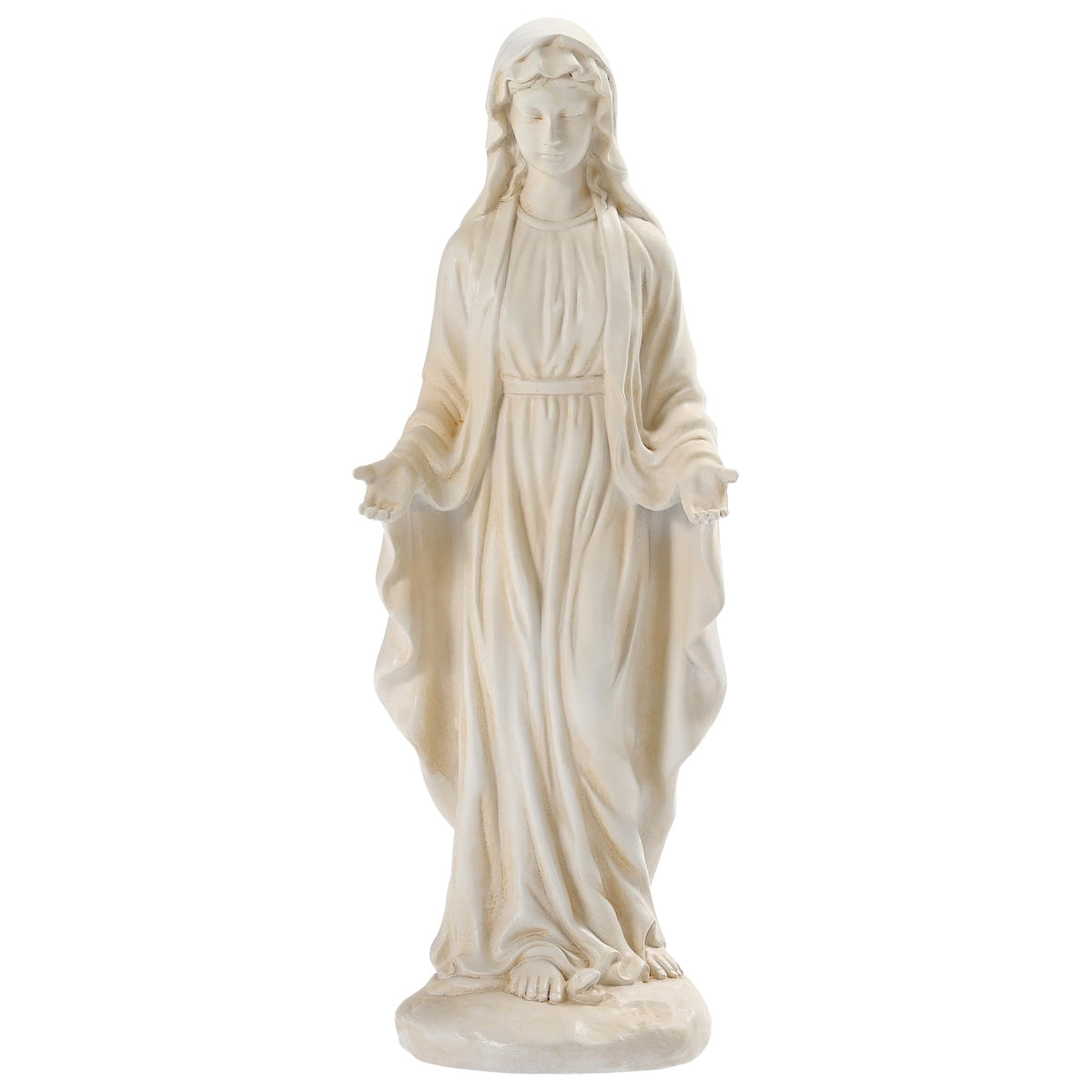 Aifeorzo Virgin Mary front view showing serene presence and easy garden placement