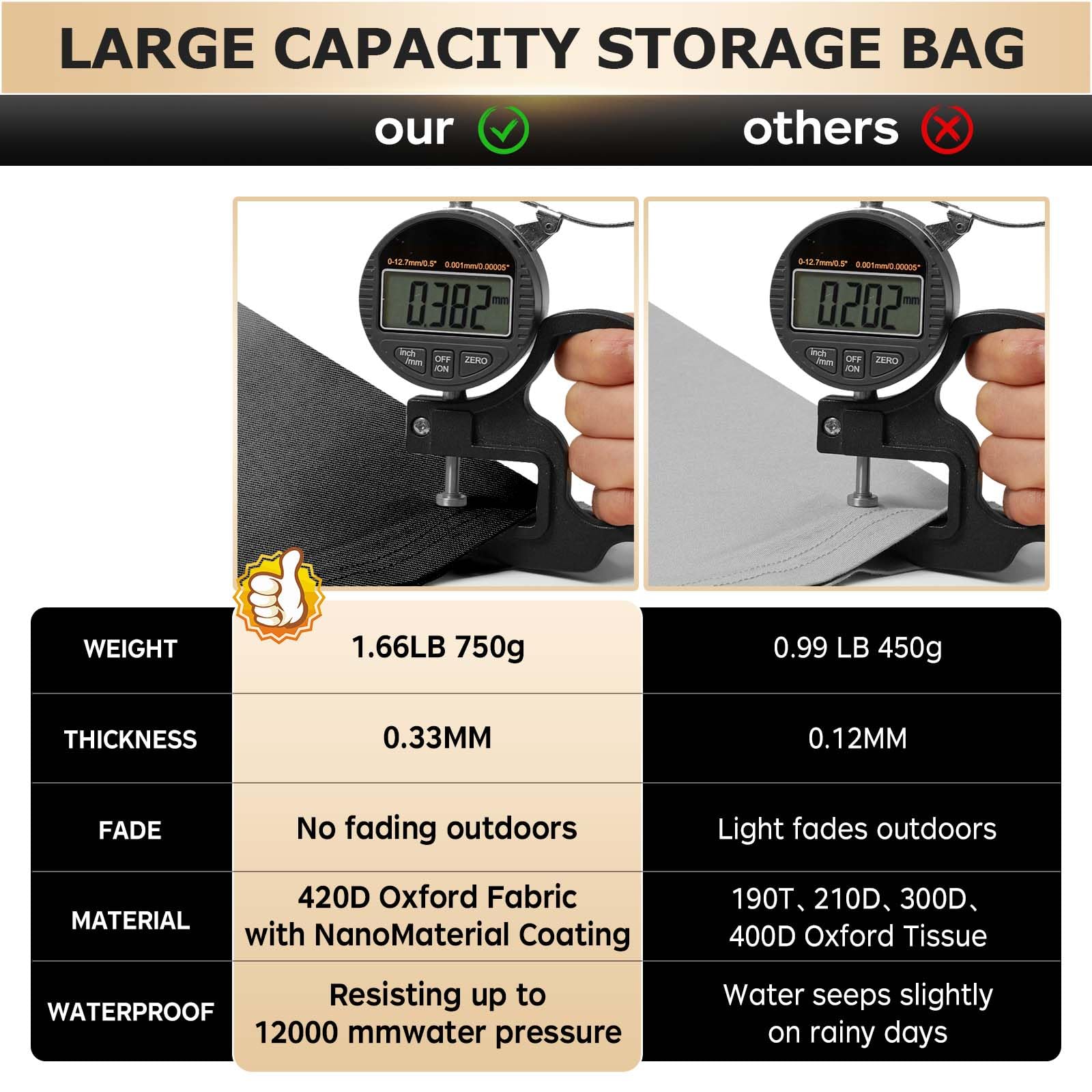 AIGOTSUKI folded compactly into included pouch for easy off-season storage