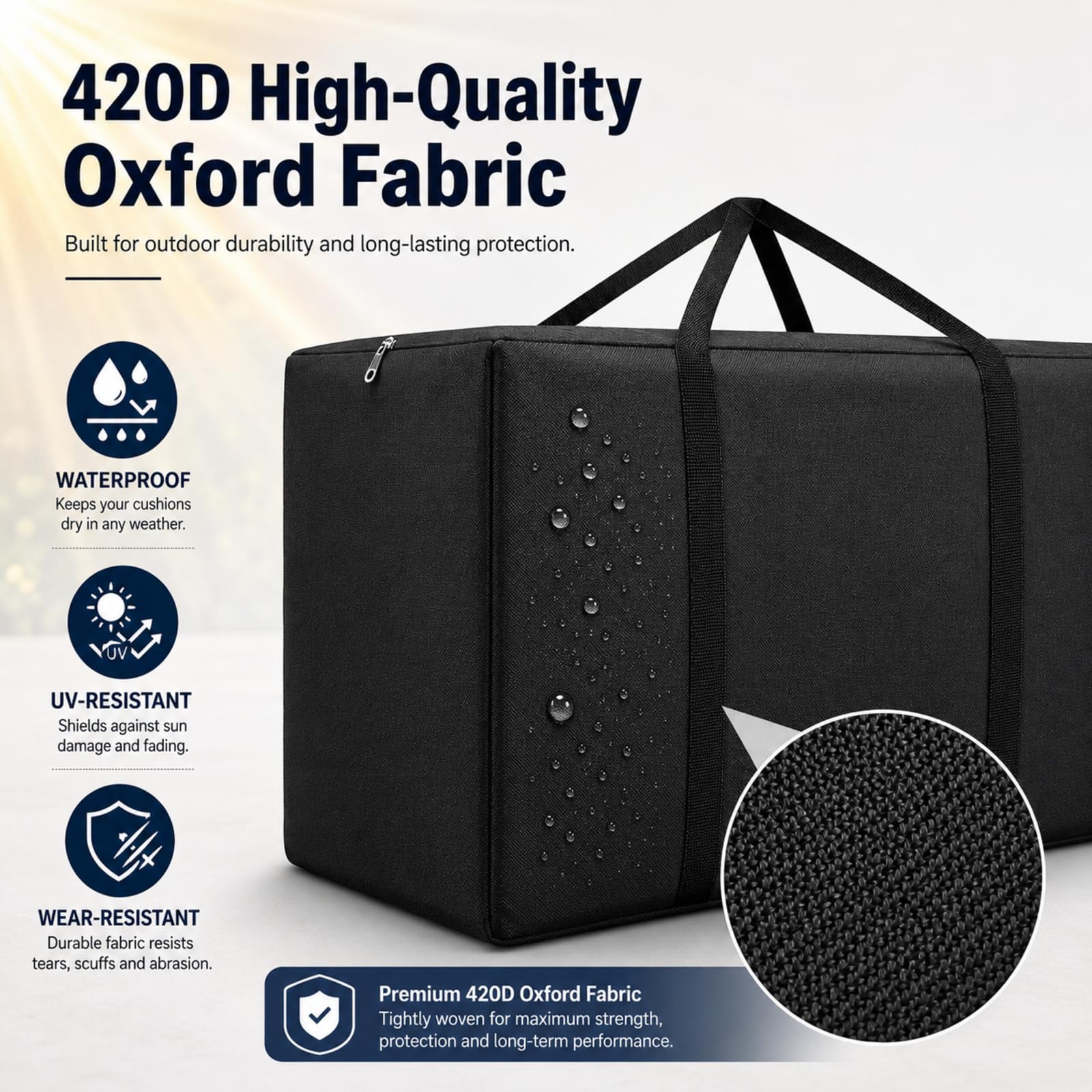 AIGOTSUKI packed with outdoor cushions to show large 177 gallon capacity and organization