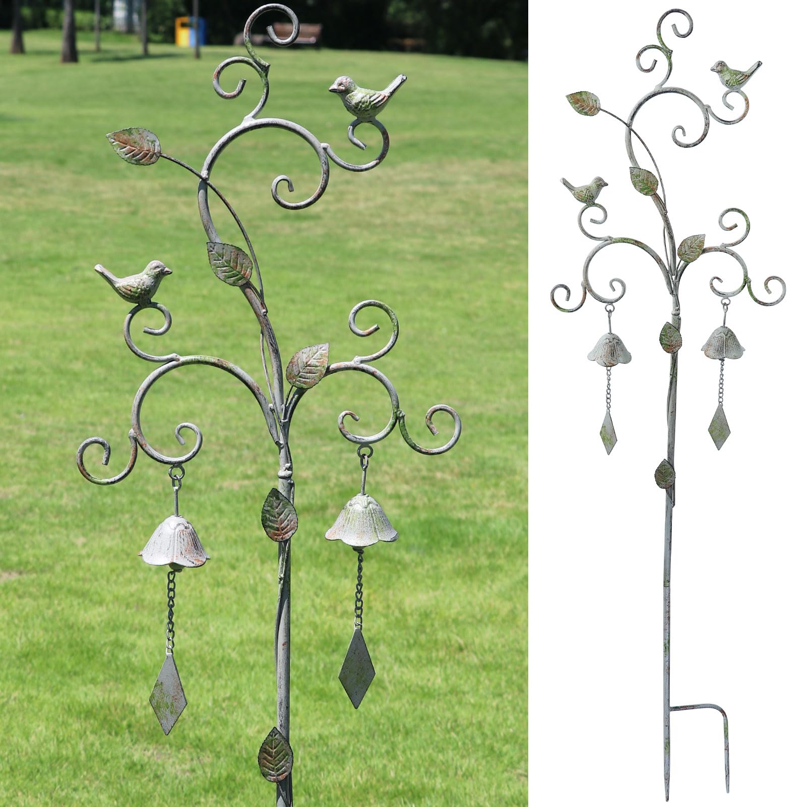 AIHAOKAN front view of metal garden stake creating a focal point
