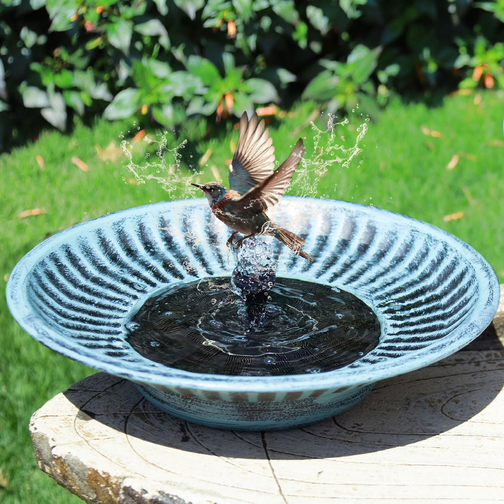 AIHAOKAN front view metal bird bath showing sleek design and easy placement