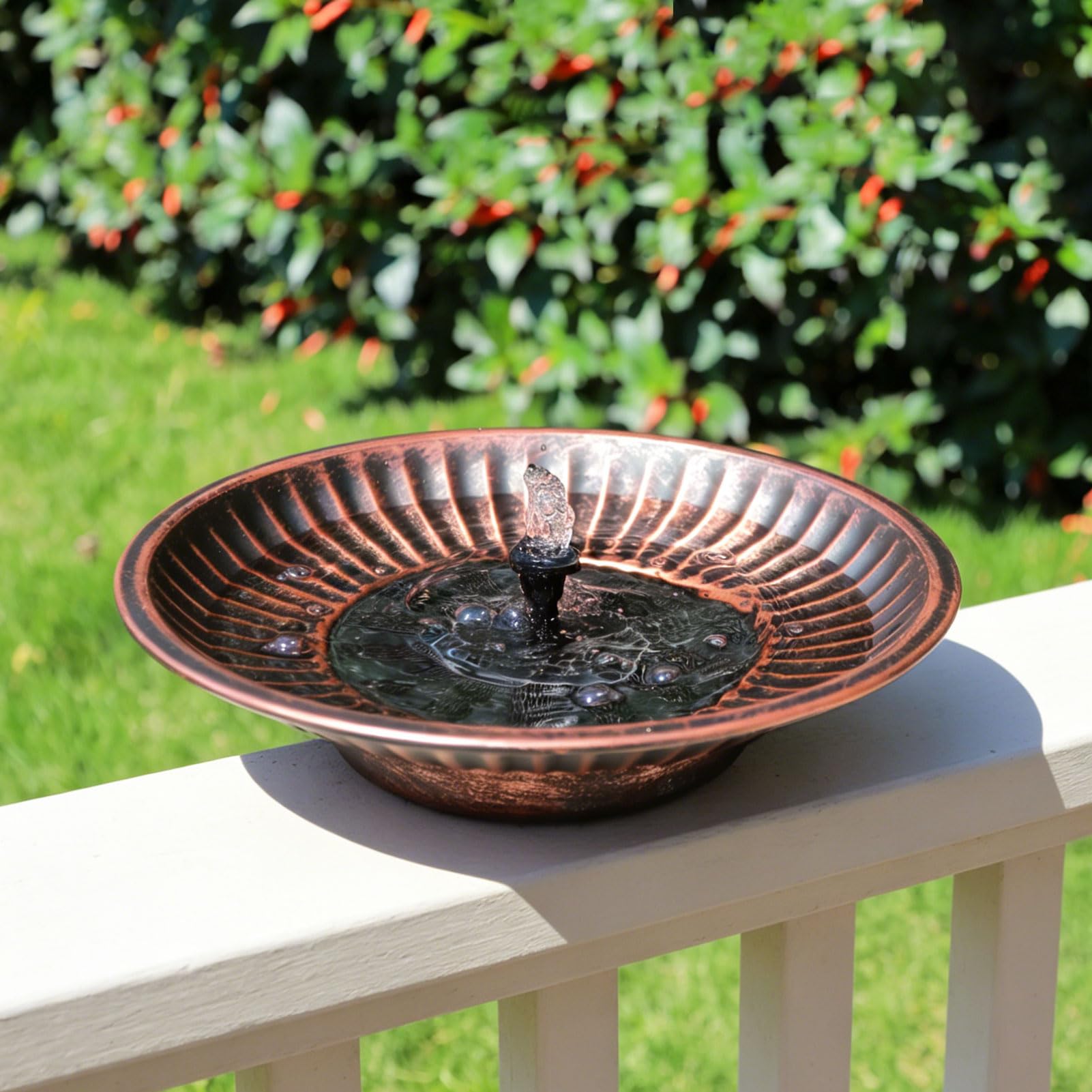 AIHAOKAN bird bath on patio demonstrating decorative placement and outdoor charm