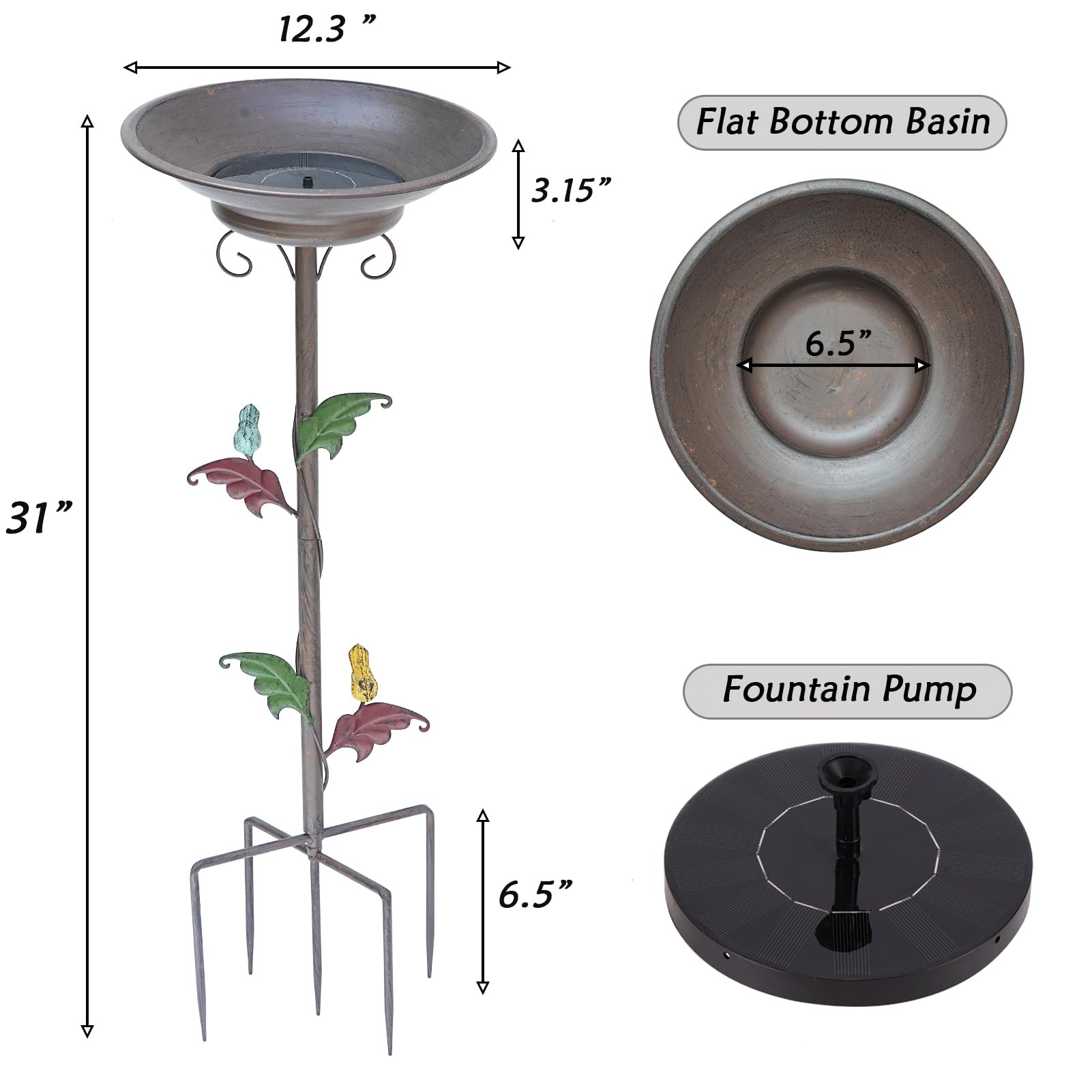 AIHAOKAN solar panel detail powering bubbler for energy-saving fountain