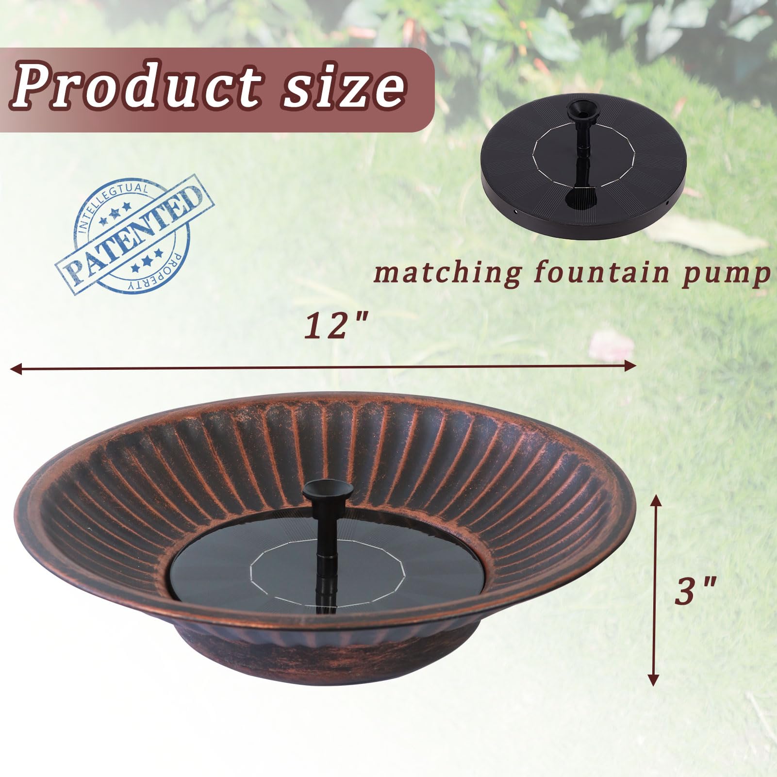 AIHAOKAN solar pump installed in basin showing easy setup and hands-free fountain benefit