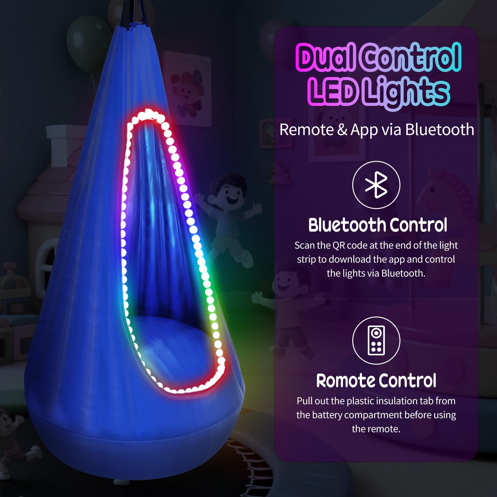 AIHSUMC LED strip detail glowing in colors showing customizable lighting benefit