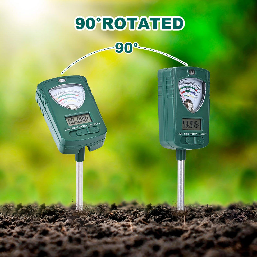 AIKOR LCD screen showing soil moisture and pH to guide feeding and irrigation