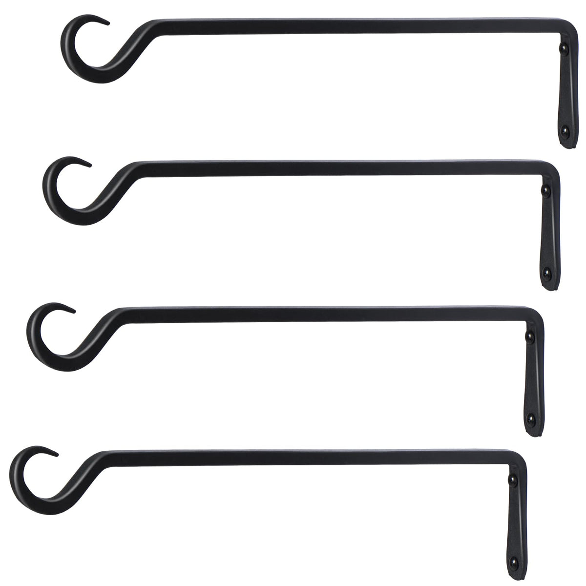AILIN YELOKIE front view of four black plant hangers showing sturdy design and finish