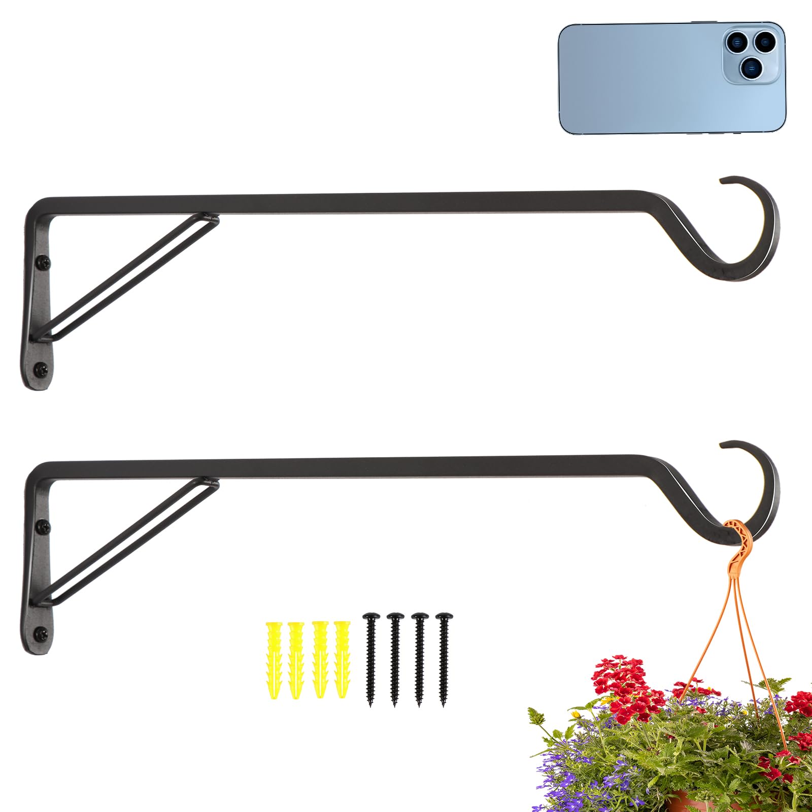 AILIN YELOKIE front view hook with hanging planter showing secure support