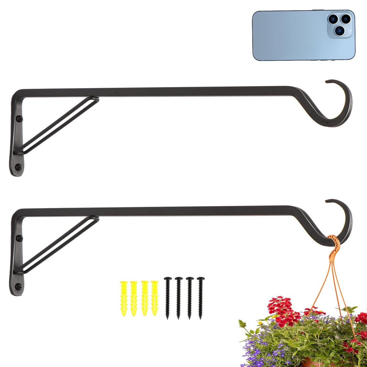 AILIN YELOKIE front view hook with hanging planter showing secure support