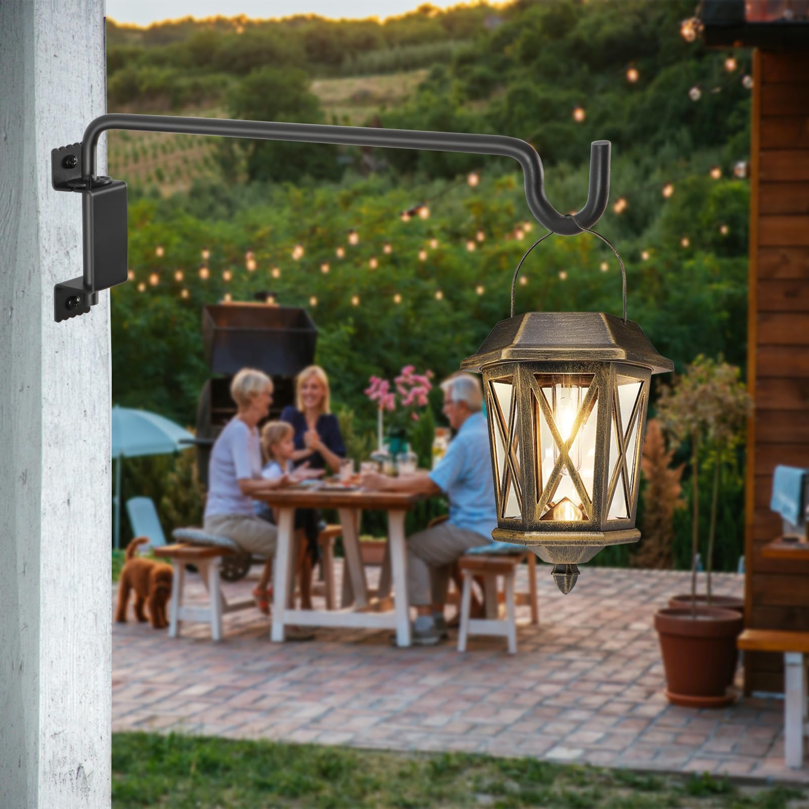 AILIN YELOKIE on a patio holding plants and lanterns to show versatile decorative use
