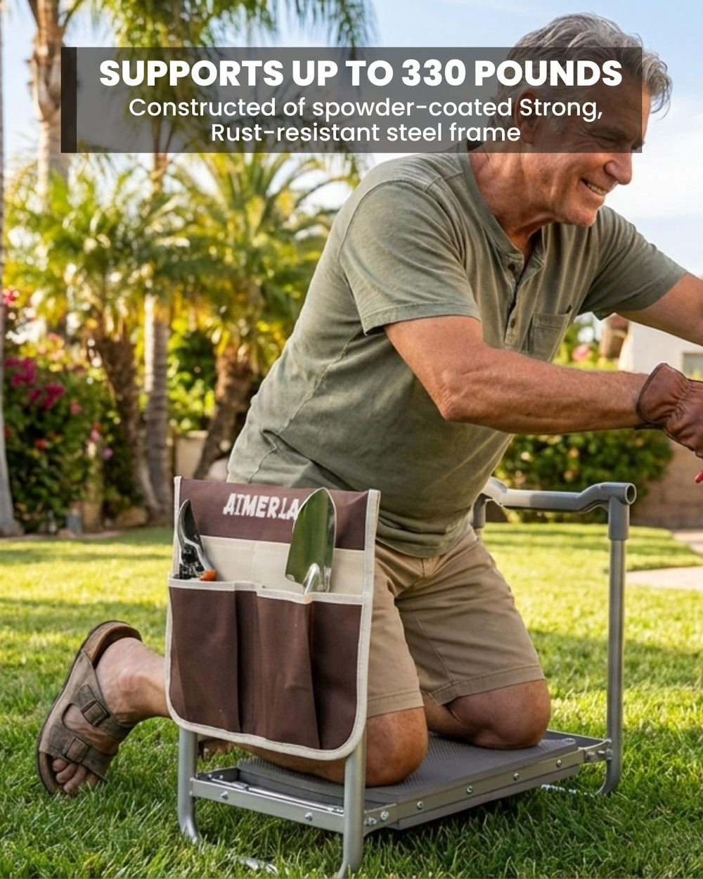 Aimerla foot stability detail on grass showing anti-sink support and steadiness