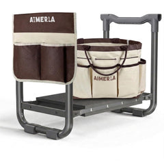 Aimerla front view of folded kneeler seat showing compact portability and convenience