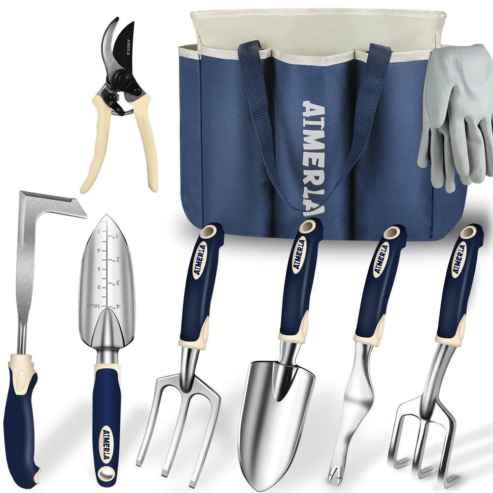 Aimerla front view of full 9-piece tool set for organized gardening