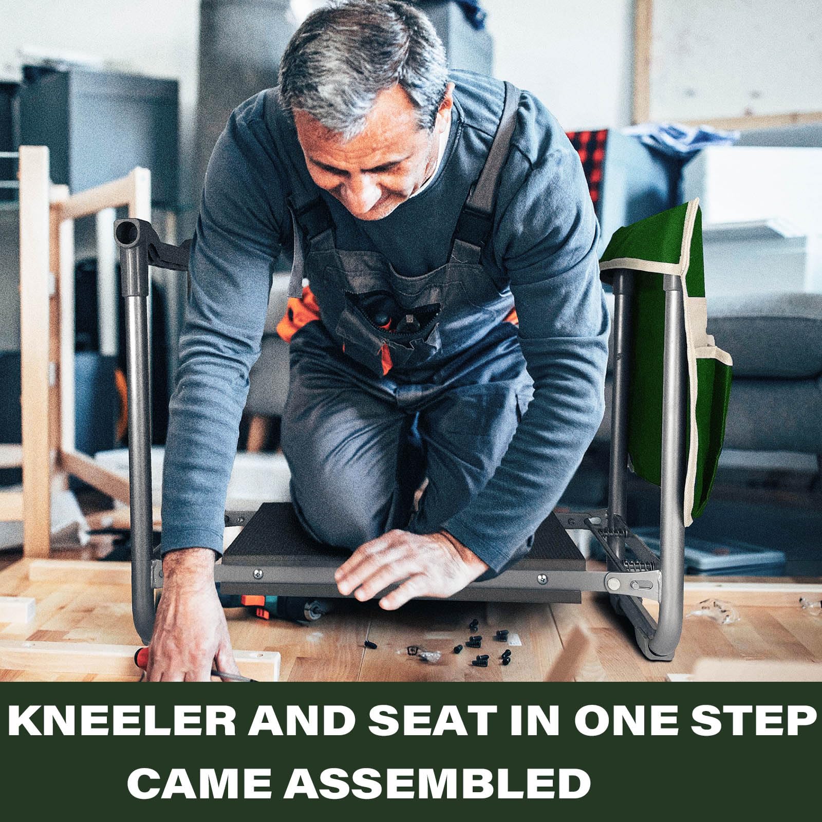 Aimerla in use by gardener demonstrating comfortable kneeling and sitting