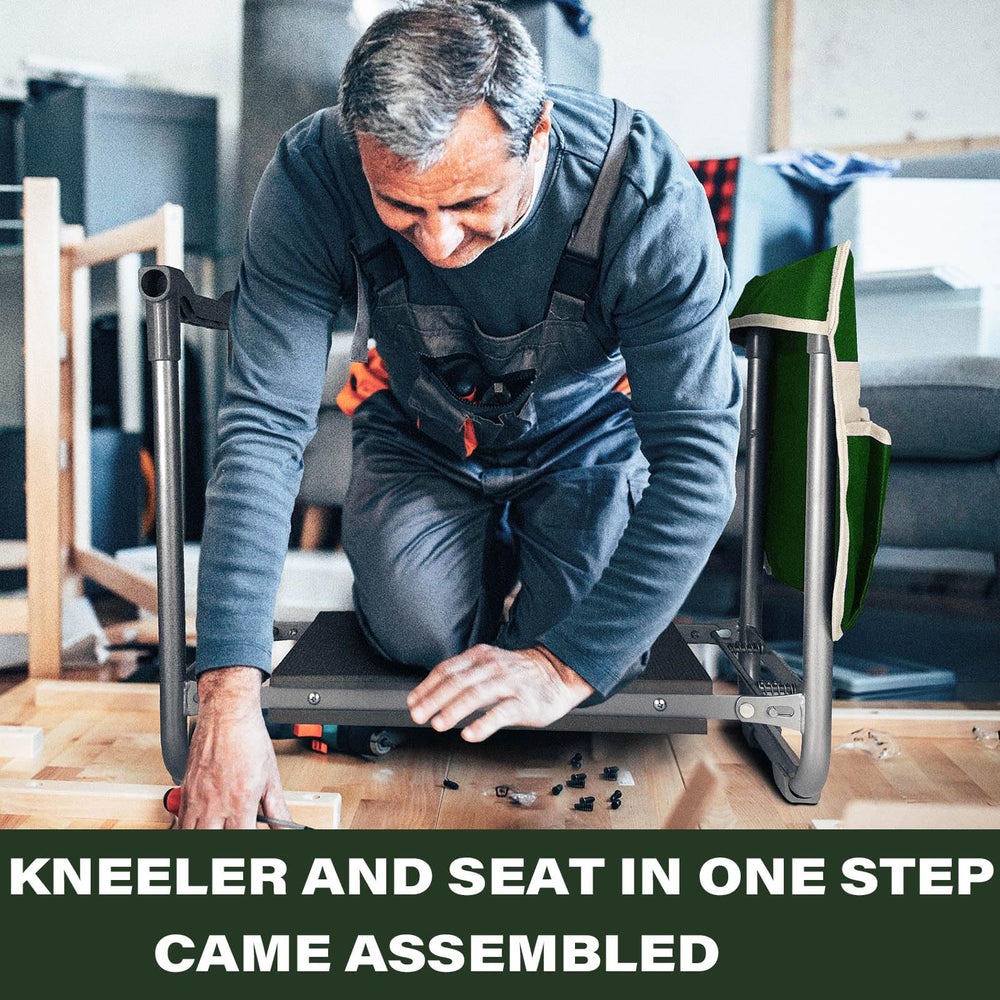Aimerla in use by gardener demonstrating comfortable kneeling and sitting