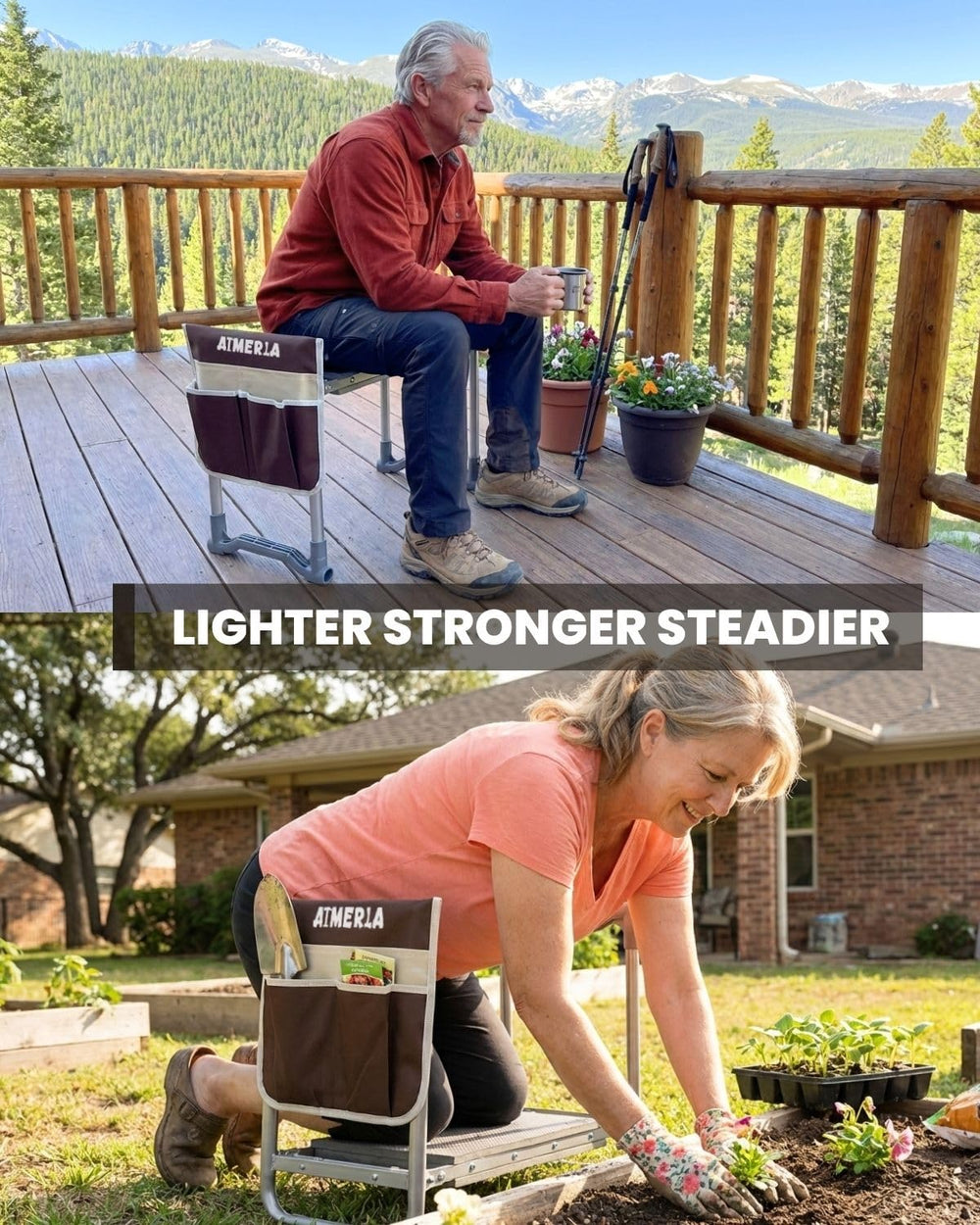 Aimerla removable tool bag with pockets attached for organized gardening tools
