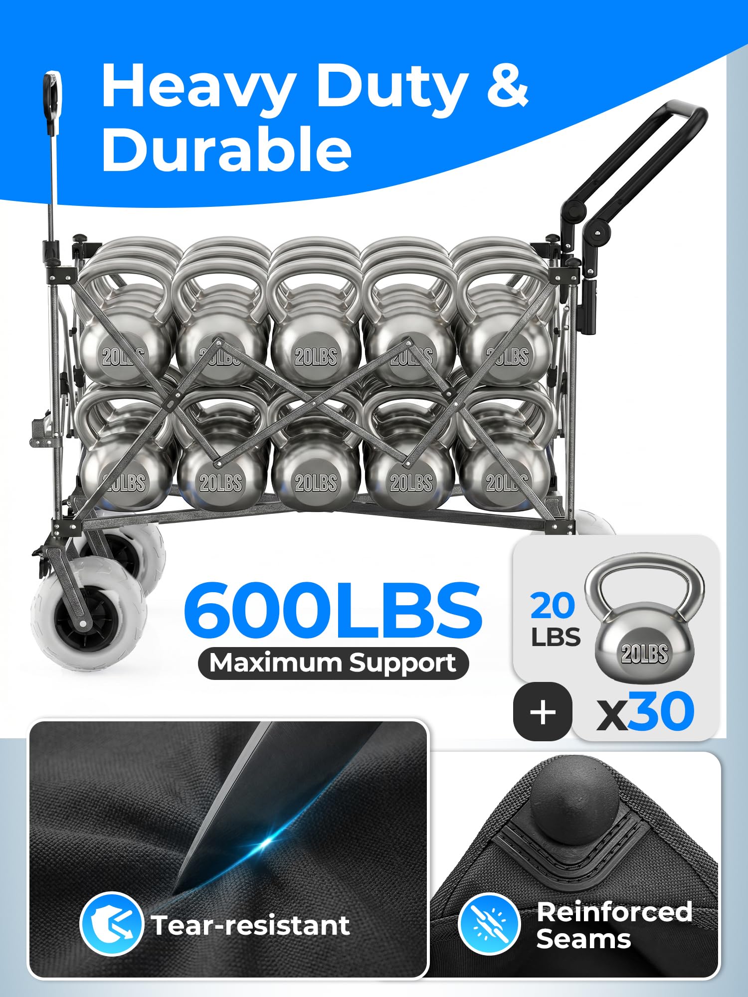 Aimnny reinforced steel frame and 600D fabric detail for durability