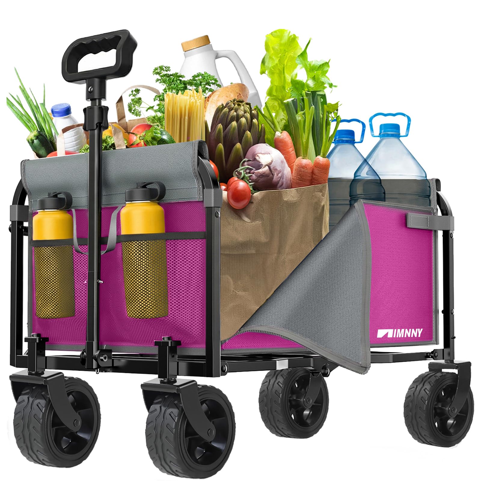 Aimnny front view packed with groceries showing easy transport benefit