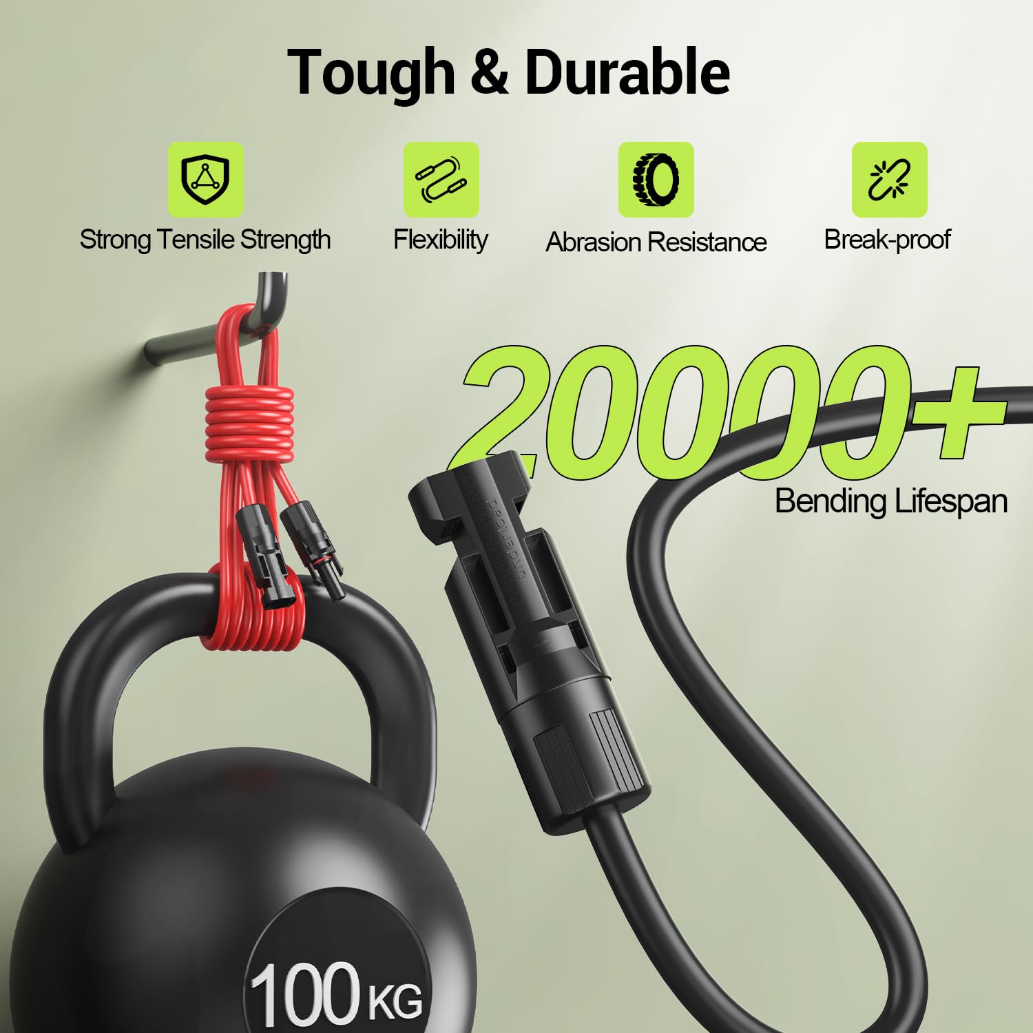 Aimou cable next to ruler showing 20ft scale for accurate sizing and planning