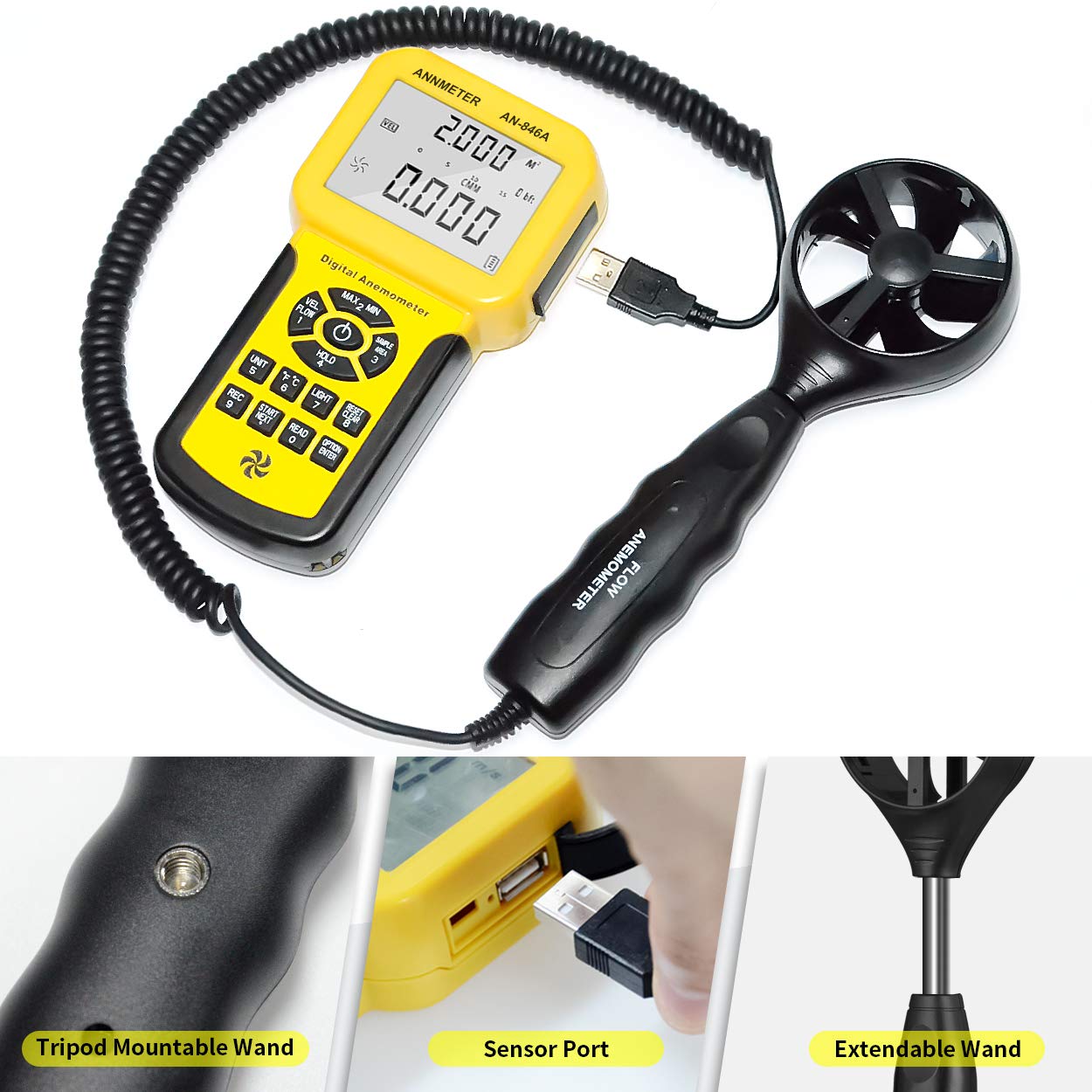 AIOMEST measuring airflow at duct vent for reliable HVAC diagnostics