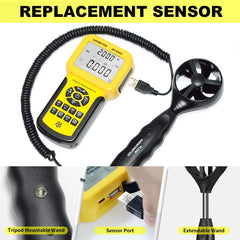 AIOMEST extended probe and long cable reaching deep into ductwork for remote readings