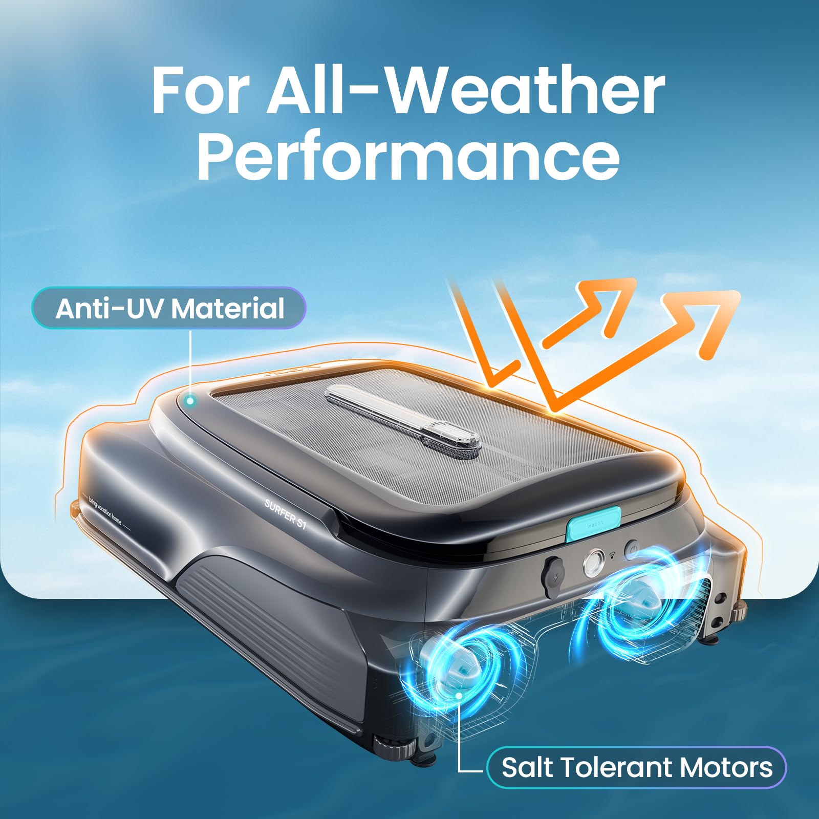AIPER Surfer S1 operating on pool surface removing leaves effectively