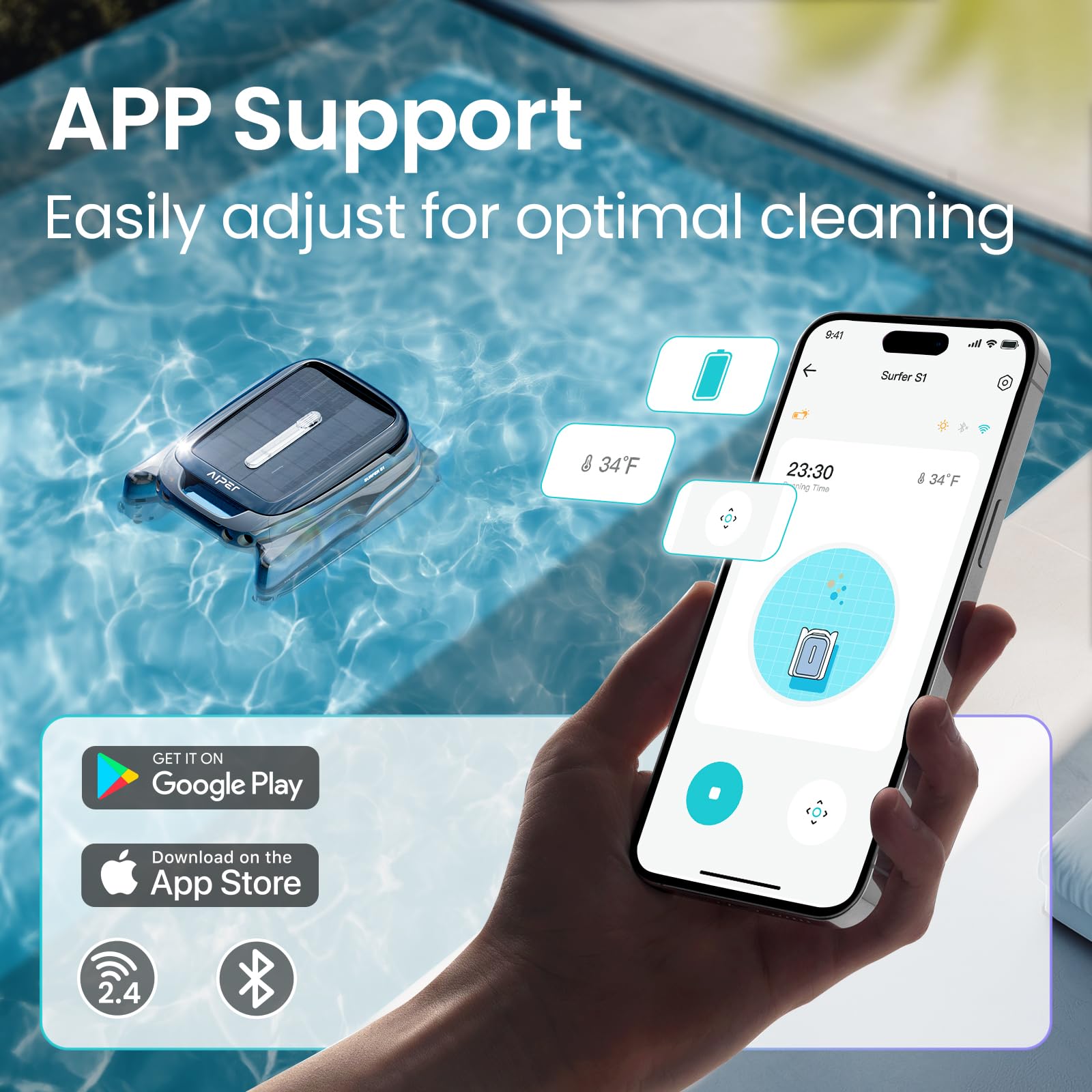 AIPER Surfer S1 top filter basket open for fast, tool-free cleaning