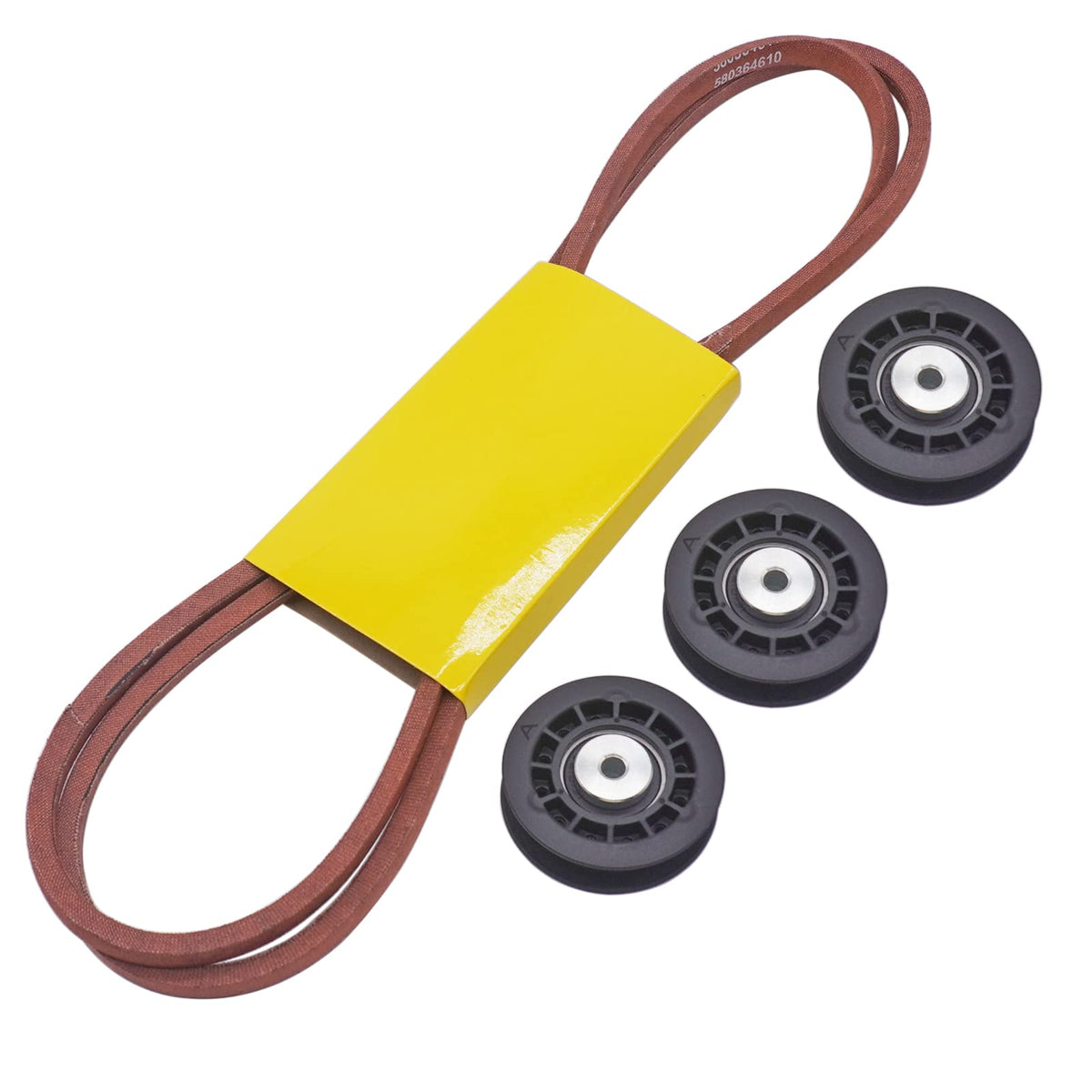 AIPICO front view of drive belt and pulley kit showing complete replacement parts and fit
