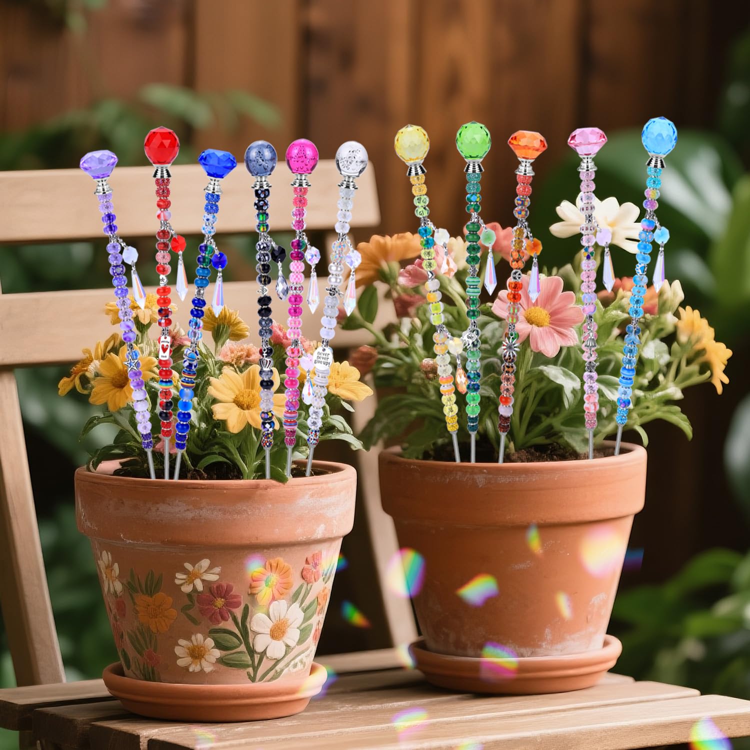 AIPRIDY assembled wand in garden adding whimsical sparkle to plants