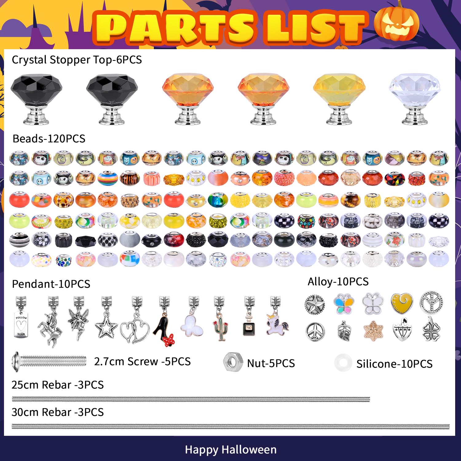 AIPRIDY bead variety spread showing color options for customization