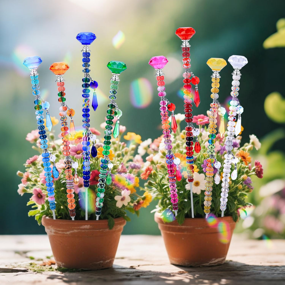AIPRIDY wand staked in garden setting adding whimsical outdoor interest