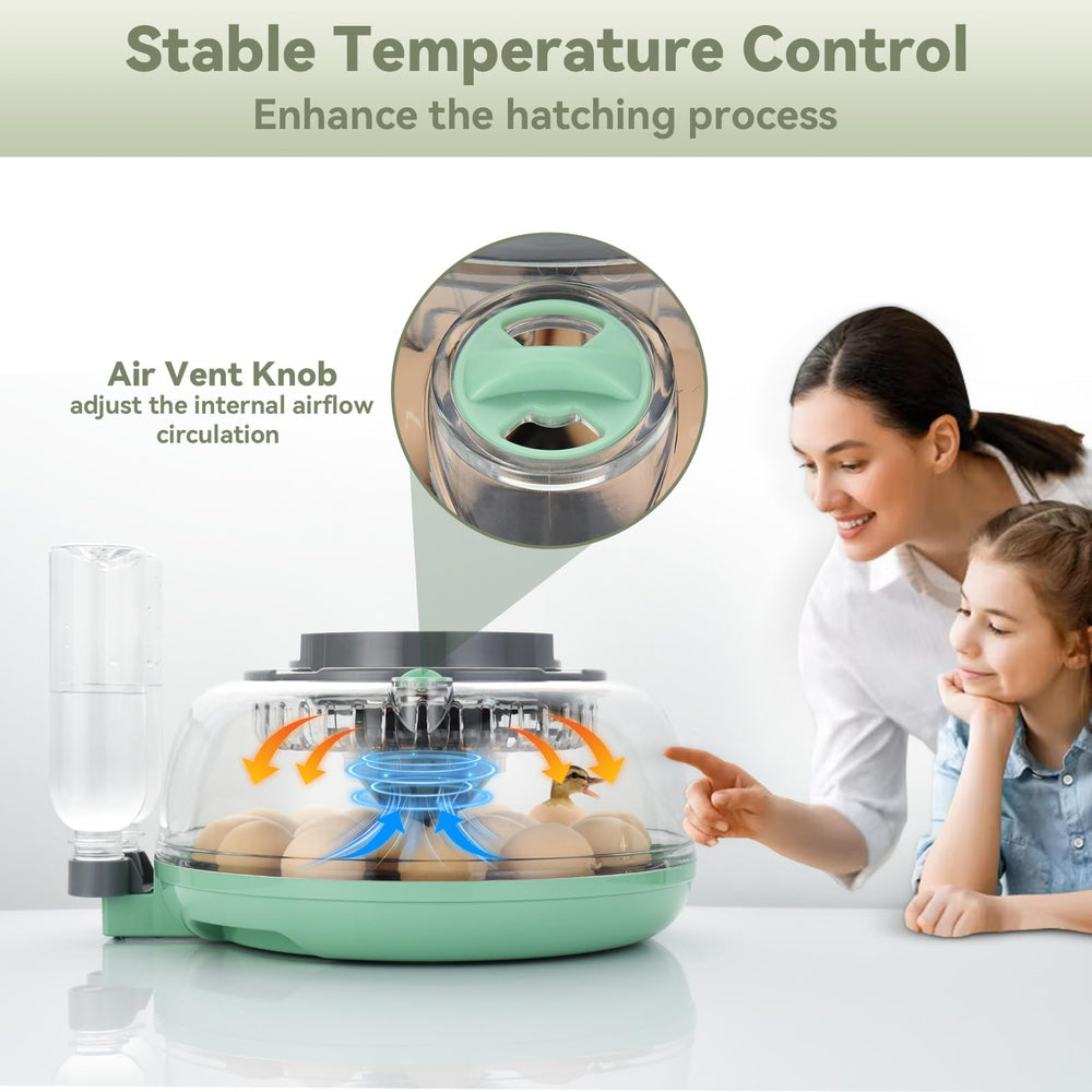 AiQInu built-in candler illuminating an egg for clear embryo inspection