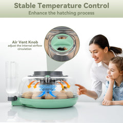 AiQInu built-in candler illuminating an egg for clear embryo inspection