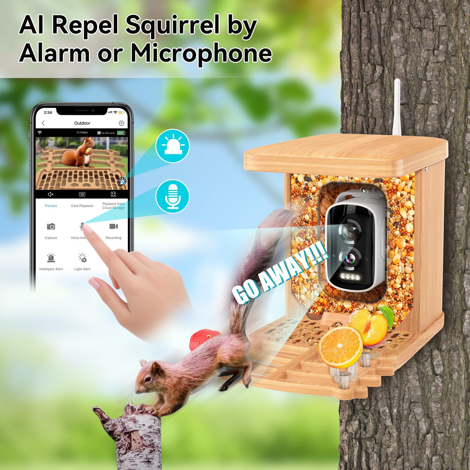 AiQInu seed hopper filled with seeds highlighting 1.5L capacity for longer fills