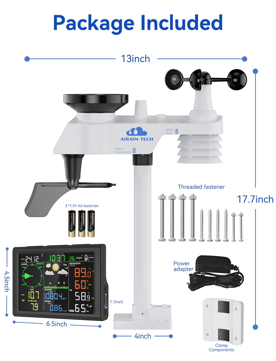 AIRAIN TECH package contents laid out showing included accessories for fast installation