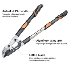 AIRAJ telescoping handle extension mechanism demonstrating adjustable reach and secure lock