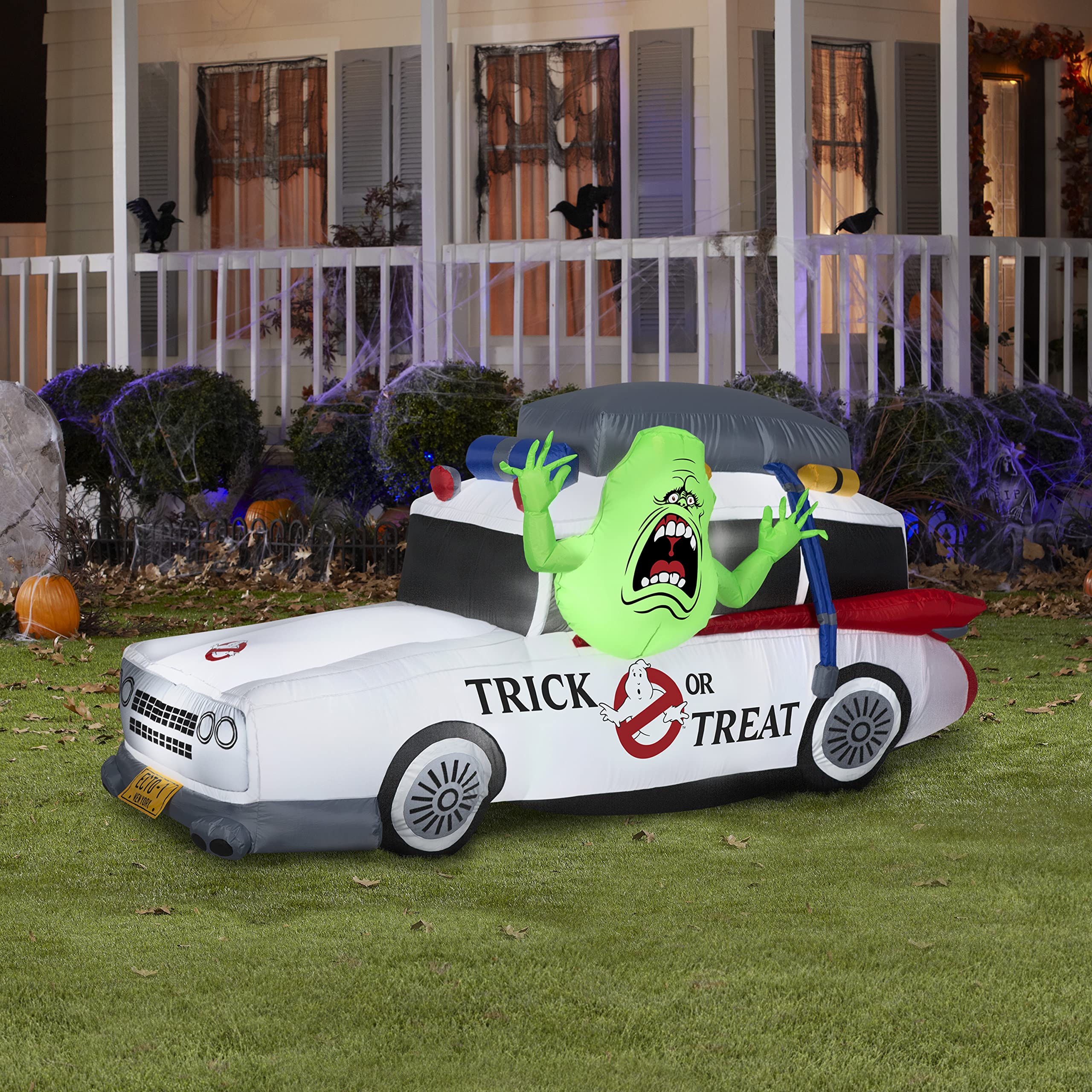 Airblown Ecto-1 close-up of Slimer detail highlighting vibrant colors and theme