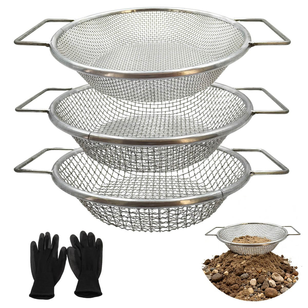 AireKouzia front view of 5-gallon soil sifter showing sturdy frame and mesh — durable screening